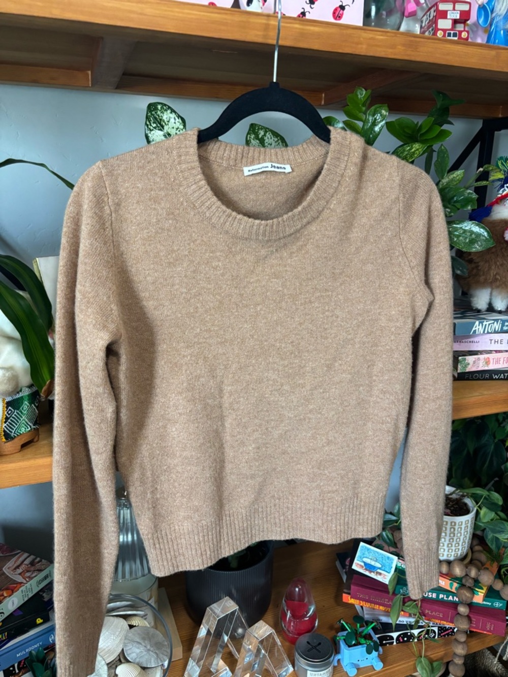 Reformation Camel Tan Crewneck Sweater | XS